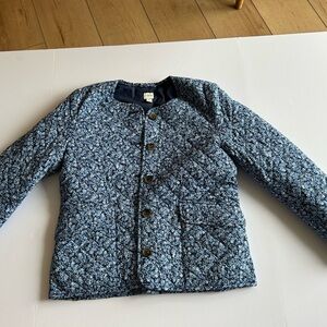 J. Crew Navy Blue Floral Quilted Puffer Jacket